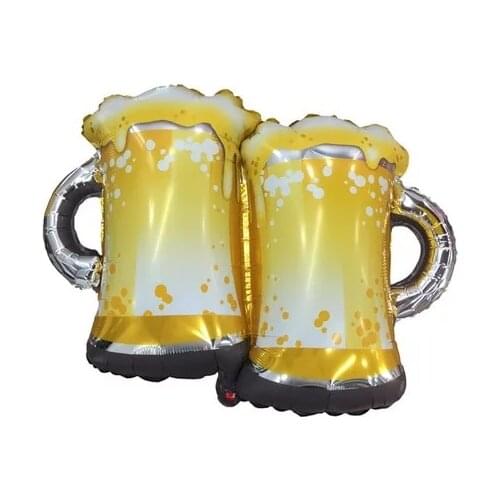 Large Double Beer Cup Gold 18inch Happy Birthday Foil Balloon Bar king Happy Year Birthday Party Wedding Celebration Decoration