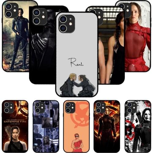 For iPhone 11 12 8 Plus Mini Pro X XR XS Max 4 5 7 6 6S 8 SE Phone Case Black Cover Hoesjes Silicone Movie The hunger Games