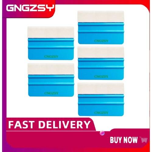 CNGZSY 5pcs Vinyl Wrap Wool Scraper 3D Carbon Fiber Window Squeegee Car Sticker Install Cleaner Glass Water Wiper Tools 5A22