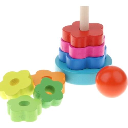 Wooden Rings Stacking Game, Kids Children Building Blocks Toy