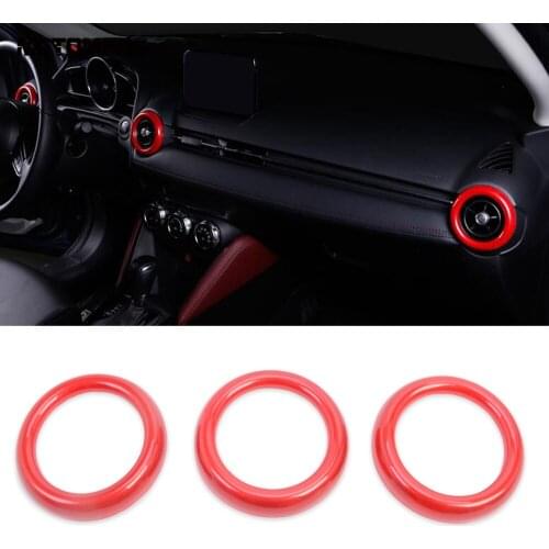 For Mazda CX-3 CX3 2015-2020 2021 Carbon Fiber Interior Dashboard Front Air Condition Vent Outlet Ring Cover Trim Car Sticker