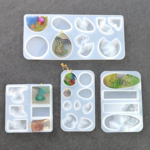 DM136 4 Style Island Pendant Resin Mold Water Drop Step Field Resina Epoxi Moldes Supplies Jewelry Making