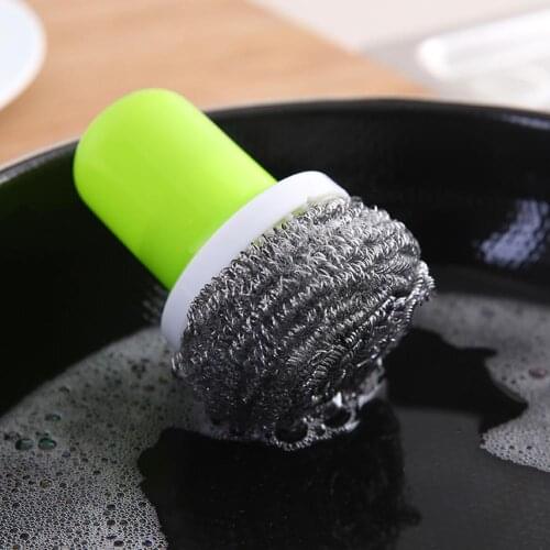 Home Kitchen Stainless Steel Wire Ball Pot Dish Cleaning Brush Washing Scrubber