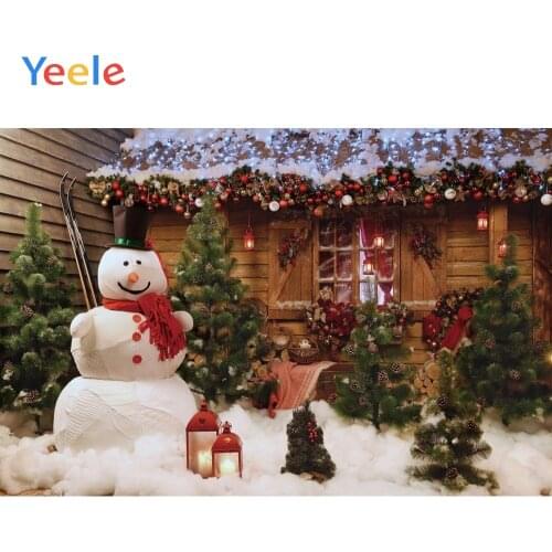 Christmas Snowman Tree Wood Floor Home Decor Baby Birthday Backdrop Photography Custom Photographic Background For Photo Studio