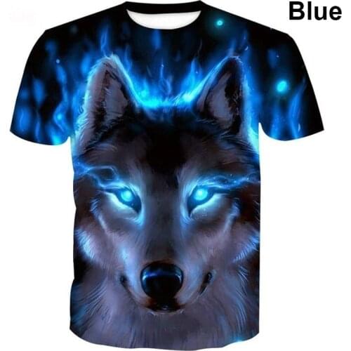 Wolf Printed T Shirts Casual O-Neck Loose Short Sleeve Top and Tees 2021 Summer Male Hip Hop 3D T-Shirts Fashion Streetwear