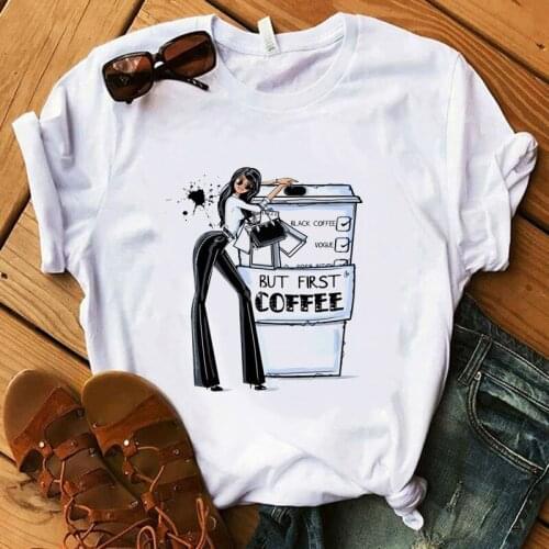 Printing Coffee T Shirt Fashion Lady Cute Pet Pig T Shirt Women Summer Short Tops Girl Hipster T shirts