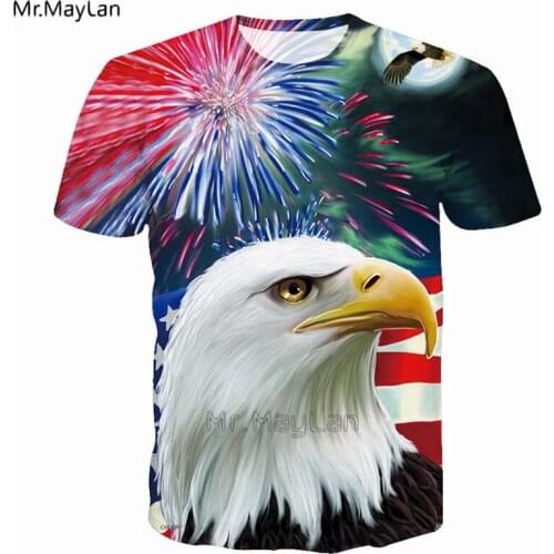 Eagle Print 3D T Shirt Men Women Casual Steetwear T-Shirt Tees 2018 New Brand Summer Colorful Fireworks Tshirt Boy Top Clothes