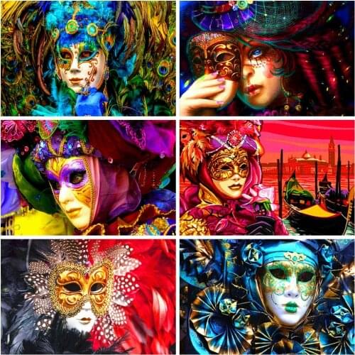 HUACAN 5D DIY Diamond Painting Mask Portrait Embroidery Picture Handcraft Art Kits Home Decoration Lover Gift