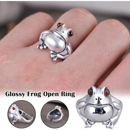 Frog Ring Retro Personality Animal Unisex Red Garnet Frog Open Adjustable Rings Fine Jewelry TT@88 CC