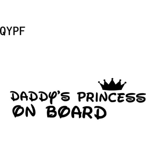 QYPF 15.2CM*4.6CM Lovely Vinyl Car Sticker Decals Daddys Princess On Board Black Sliver C14-0079