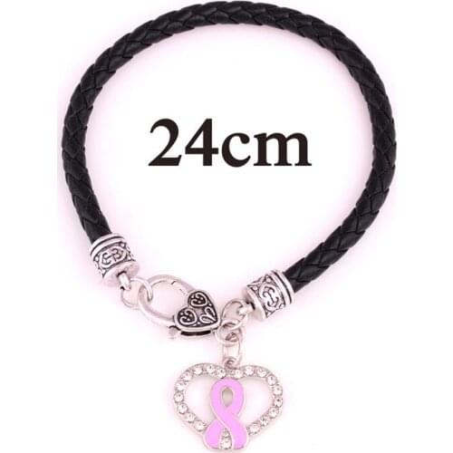 Fashion Bracelet For Women Men Heart Shape With Ribbon Pattern With Crystals Pendant Four Kinds Leather Chain Dropshipping