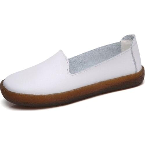New Spring Autumn Genuine Leather Women Flat Shoes Top Quality Ladies Moccasins Slip on Casual Shoes Flats Female Drving Shoes