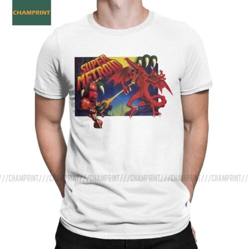 Mens Super Metroid T Shirt Samus Wars Aran Prime Snes Ridley Zebes Game Pure Cotton Sleeve Tee Shirt Graphic T-Shirt