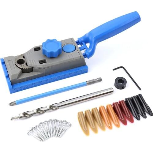 Pocket Hole Jig Kit Drill Guide 6/8/10/12mm Wood Dowelling Jig With Screws For Drill Bit Hole Puncher Woodworking Tools