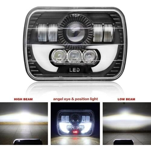 NEW-7 Inch Square Daytime Running Light Car Motorcycle Front Headlight DRL High Low Beam Flood Spotlights LED Work Light