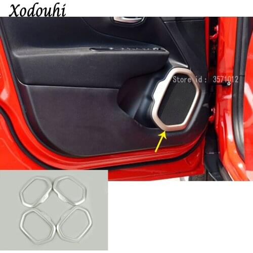 For Jeep Renegade 2016 2017 2018 2019 2020 Car Cover Detector Stick ABS Chrome Inside Door Audio Speak Sound Cover Ring Trim