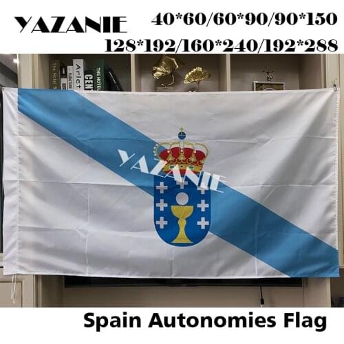 YAZANIE Single or Double Sided Spain Spanish Flag of Galicia World Country National Day Polyester Flags and Banners