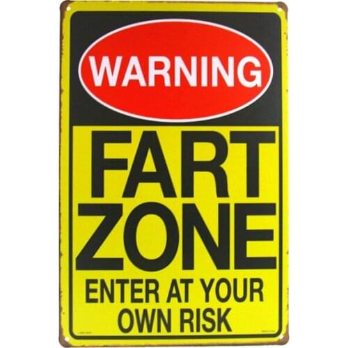 Warning signs"Warning Fart Zone.." Design Vertical Tin sign Home Pub Cafe Wall Decoration