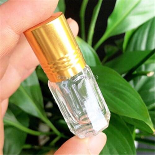 20/30/50pcs 3ml Clear Roll On Glass Bottles Roller Ball for Perfume Essential Oil With Gold Cap Free Shipping