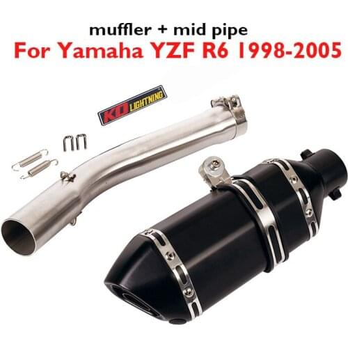 R6 Motorcycle 51mm Exhaust Muffler Baffle Silencer Tip Middle Connect Link Pipe for YAMAHA YZF R6 1998-2005