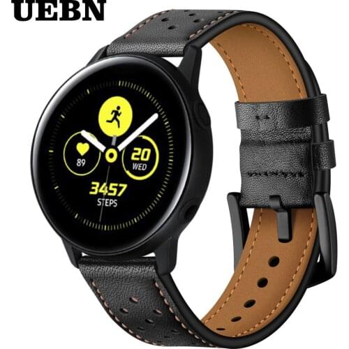 UEBN 20mm Leather Breathable Band Wrist Strap for Samsung Galaxy Watch Active 1/2 Bracelet Strap for galaxy watch 42mm Watchband