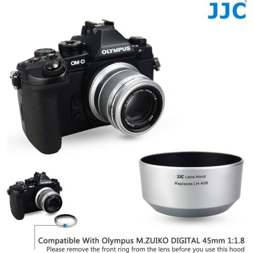 JJC Silver 45mm Camera Reversible Lens Hood For Olympus M.ZUIKO DIGITAL 45mm 1:1.8 Lens Replaces OLYMPUS LH-40B Lens Shade