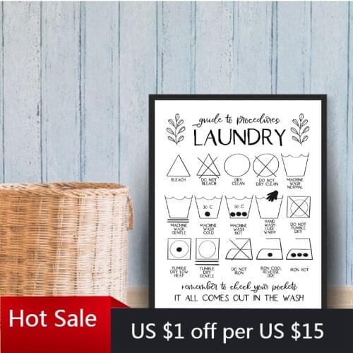 Laundry Procedures Chart Guide Modern Wall Art Canvas Painting Prints Laundry Room Decor Laundry Chart Poster Wall Decor Picture