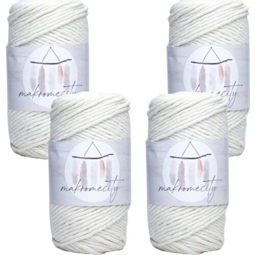Scanned Macrame Rope 3mm Single Twist Can Be Scanned Macramé Hobby Rope 4lü Set 4 Ecru