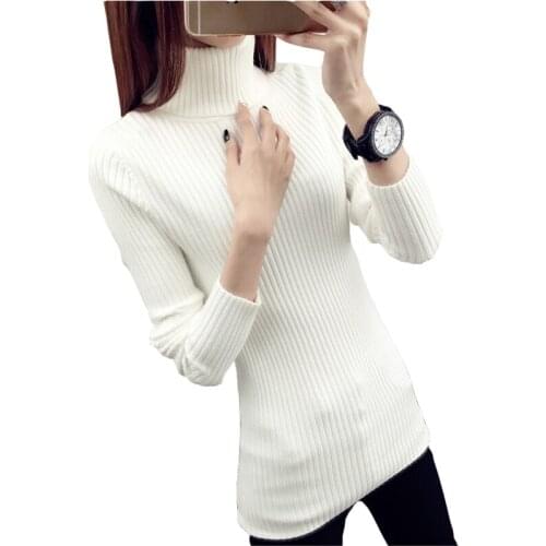 Turtleneck sweater womens autumn winter new style slim fit hooded thickened long-sleeved knitted shirt Tops womens clothing