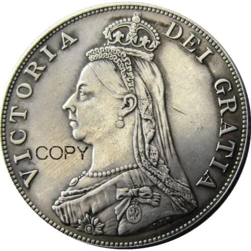 UF(01)-UF(04)GREAT BRITAIN, Victoria Double Florin A Set Of(1887-1890) 4pcs Silver Plated Copy Coin