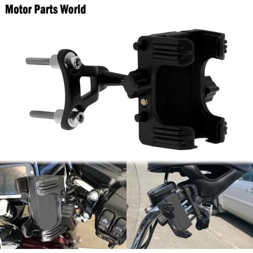 Motorcycle Standard Mobile Device Cell Phone Mounting Clamp Holder Bracket Black For Harley Sportster XL Dyna Softail Touring
