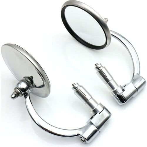 Universal Motorcycle Chrome Aluminum 7/8" 22MM Side Rear View Mirrors Handle Bar End Dual Sport bike Cruiser Bobber Chopper