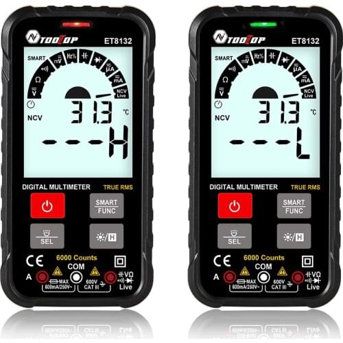 TOOLTOP Display Screen Handheld High Accuracy Digital Multimeter AC DC Voltage Current Resistance Frequency Capacitance Meter