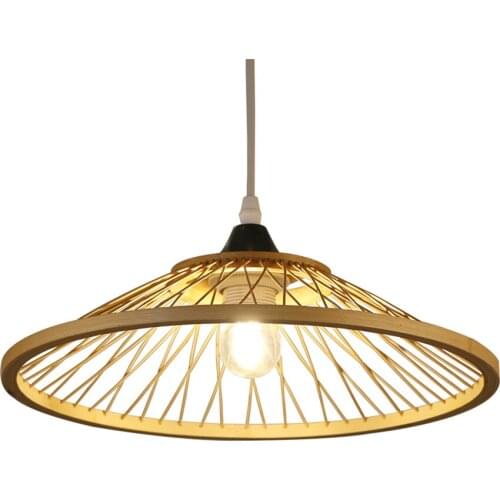 Japanese Southeast Asian Bedside Pendant Lights Handmade Hat Bamboo Lamp Chinese Tea Room Restaurant Bar Lighting Wooden Fixture