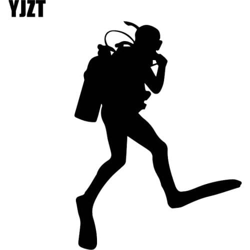 YJZT 16CM*11.8CM Handsome Diving Decal Car And Motorcycle Personality Vinyl Car Stickers Black/Silver C30-0581