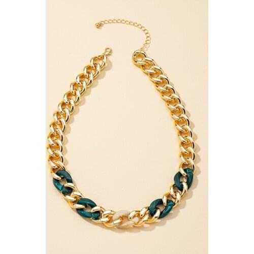 Ins Gold Chunky Chain Acrylic Hip-hop Rock Pop Choker Pendant Necklaces Trendy Korean Fashion Chic Women Party Jewelry