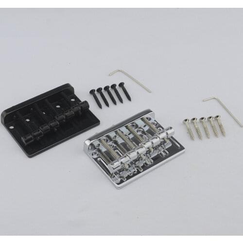 1 Set GuitarFamily Bass Bridge For 4 Strings Electric Bass Chrome / Black MADE IN KOREA
