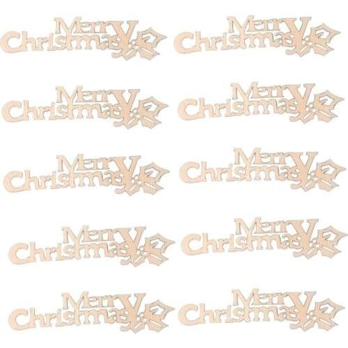 10pcs Merry Christmas Letter Wood Slice Hanging Ornaments DIY Wooden Craft Home Xmas Party Decoration Navidad Natal Supplies