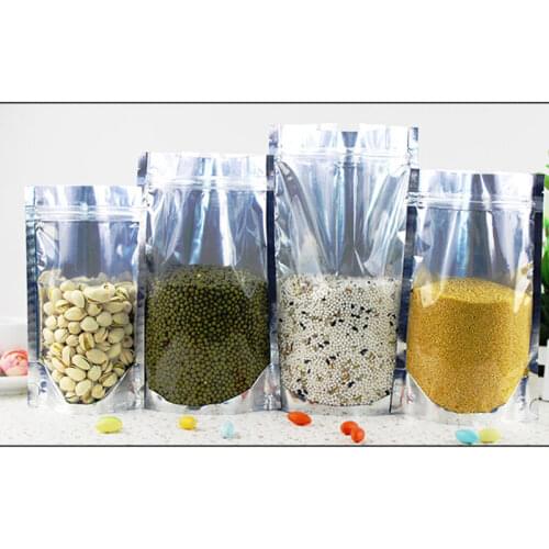 100pcs Foil Stand Ziplock Bags Clear Plastic Bags Pe Transparent Zip Lock Bag For Cloth/food/gift/Jewelry Packaging Display Bag