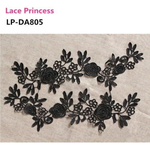 5 mirror pair LP-DA805 DIY polyester embroider red and black lace patches Venise Lace flowers Lace Applique Garment accessories