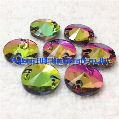 8-18mm Rainbow Sewing On Stones Round Glass Flatback Gems Strass Rhinestone Jewelry Findings Garment Accessory