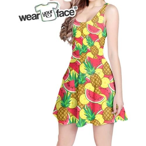 Watermelon Elephant Fruits 3D All Over Print Skater Dress Hipster Fashion Women Clothes Casual Vocation Party Dress Dropship