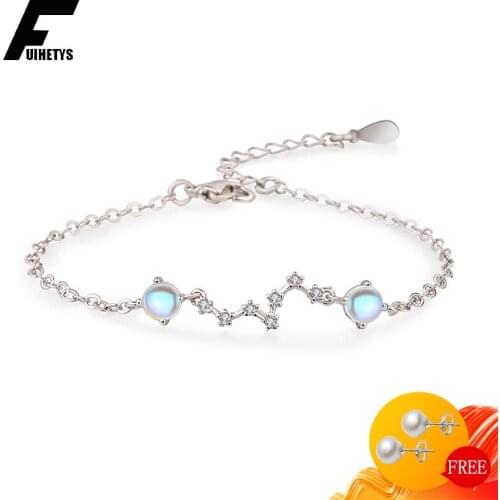 BaliJelry Trendy 925 Silver Bracelet with Moonstone Zircon Jewelry Accessories for Women Wedding Engagement Gift Dropshipping