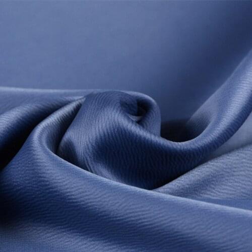 CF490 1m The New Ultra Luxury Lustrous Solid Blue MoireTexture Satin Fabric Womens Fashion Formal Dress Haute Couture Fabrics