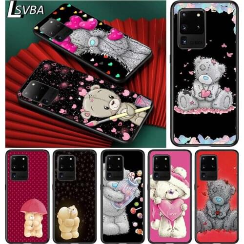 Cartoon teddy bear for Samsung S20 FE Ultra Plus A91 A81 A71 A51 A41 A31 A21 A11 A72 A52 A12 Soft Black Phone Case