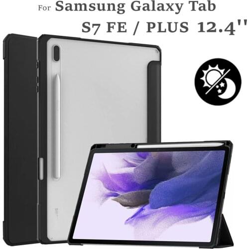 For 12.4'' Samsung Galaxy Tab S7 FE Tablet Case Flip Funda Case for Samsung Galaxy Tab S7 Plus T970 T975 T736 Protective Cover