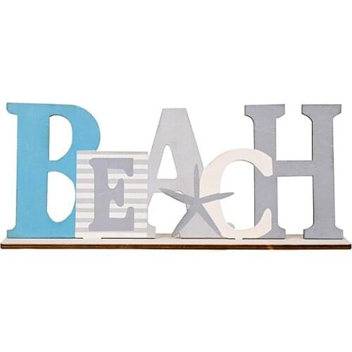 Decorative Letters Mediterranean Style Desktop Ornaments Wood Sign OCEAN BEACH Plaque Home Office Desk Decoration Crafts