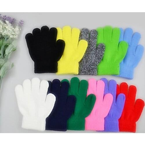 Baby Infant Winter Warm Knitted Gloves Solid Color Girl Boy Elastic Full Finger Gloves Fashion Children Kids Ski Gloves Gifts