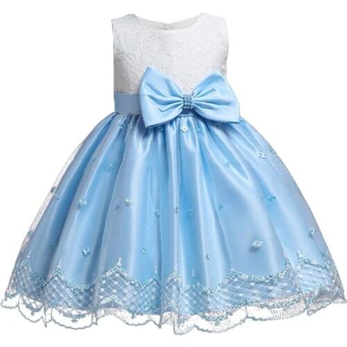 Baby girl birthday party dress flower girl dress elegant bow gauze princess dress fancy party dress stage costumes girl dress