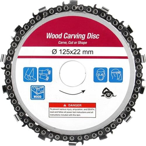 5 Inch 22 Tooth Angle Grinder Chain Disc Chain Saw Blade Saw Disc Chain Grinder Wood Carving Disc Woodworking Grinding Tool